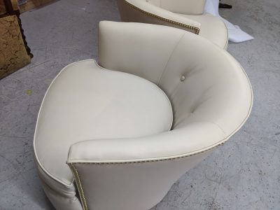 Dirty And Stained Cloth Chair Reupholstered To Leather (after)